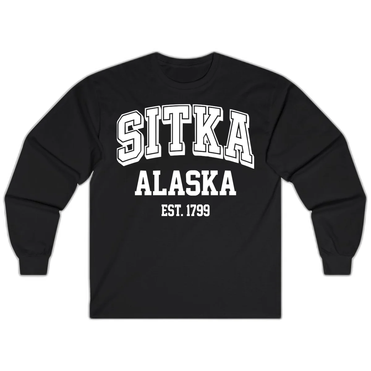 Sitka Alaska Est 1799 Vintage Badge Long Sleeve in Black