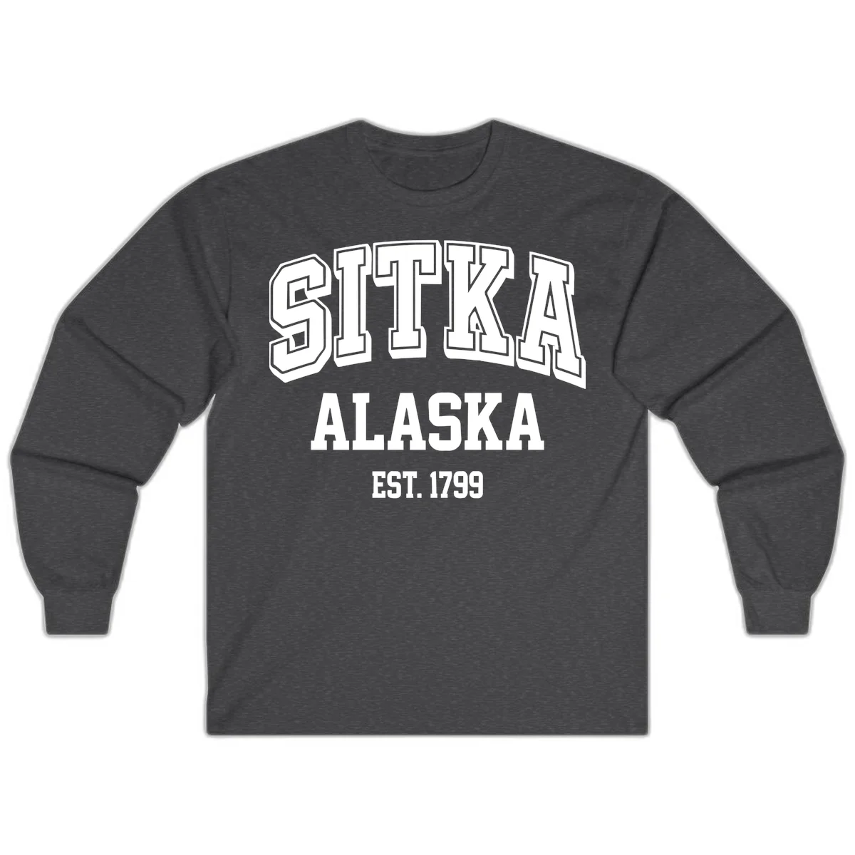 Sitka Alaska Est 1799 Vintage Badge Long Sleeve in Dark Heather