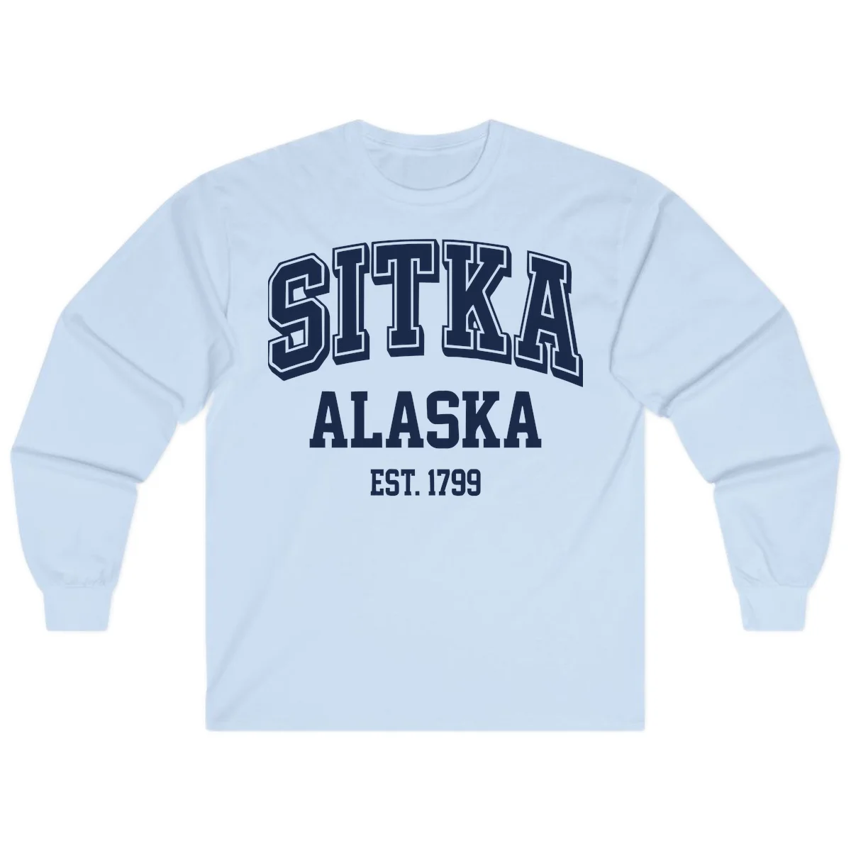 Sitka Alaska Est 1799 Vintage Badge Long Sleeve in Light Blue