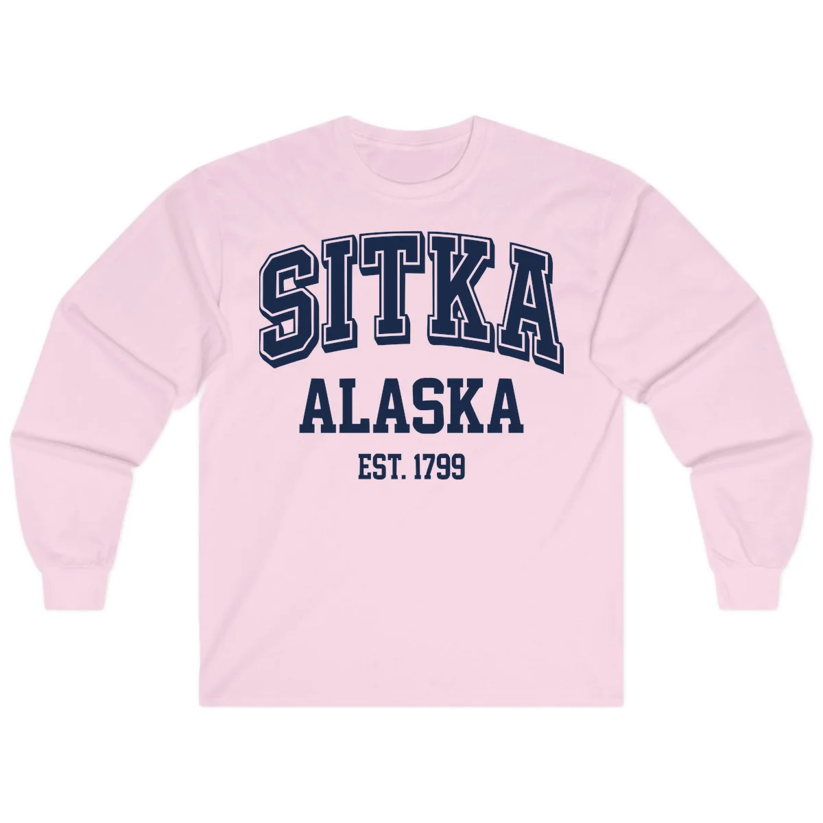 Sitka Alaska Est 1799 Vintage Badge Long Sleeve in Light Pink