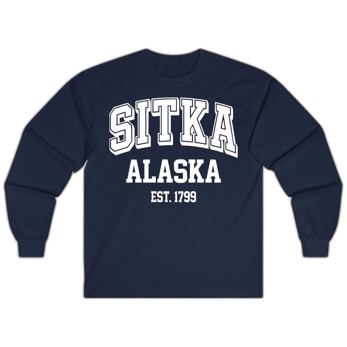 Sitka Alaska Est 1799 Vintage Badge Long Sleeve in Navy