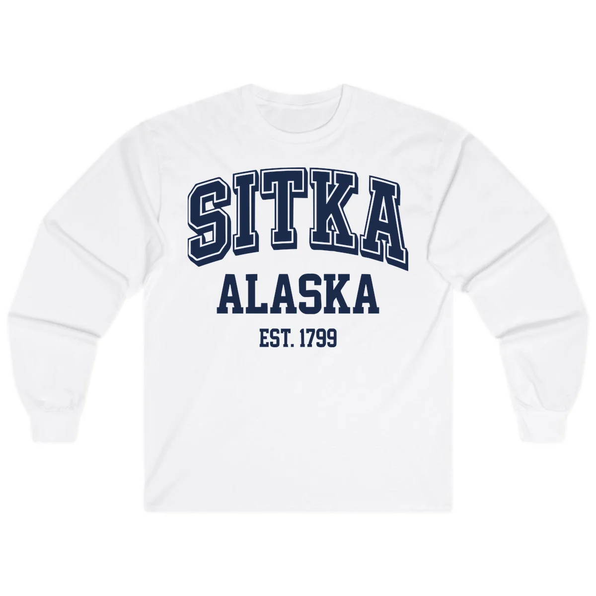 Sitka Alaska Est 1799 Vintage Badge Long Sleeve in White