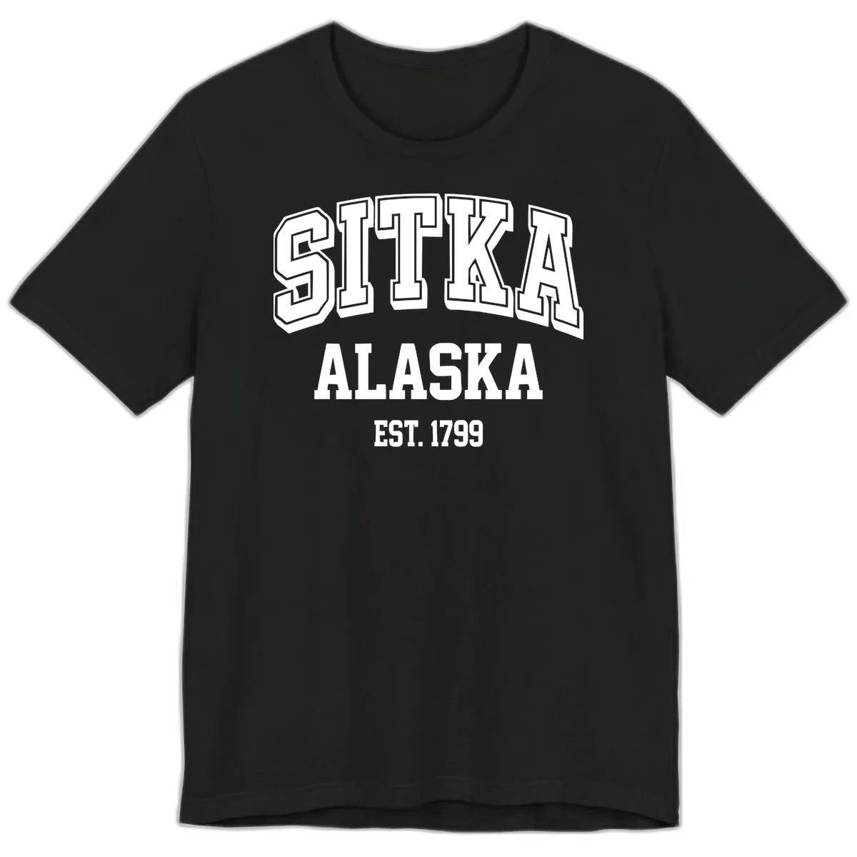 Sitka Alaska Est 1799 Vintage Badge Premium Tee in Black