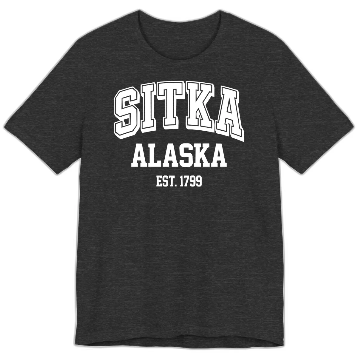 Sitka Alaska Est 1799 Vintage Badge Premium Tee in Dark Grey Heather