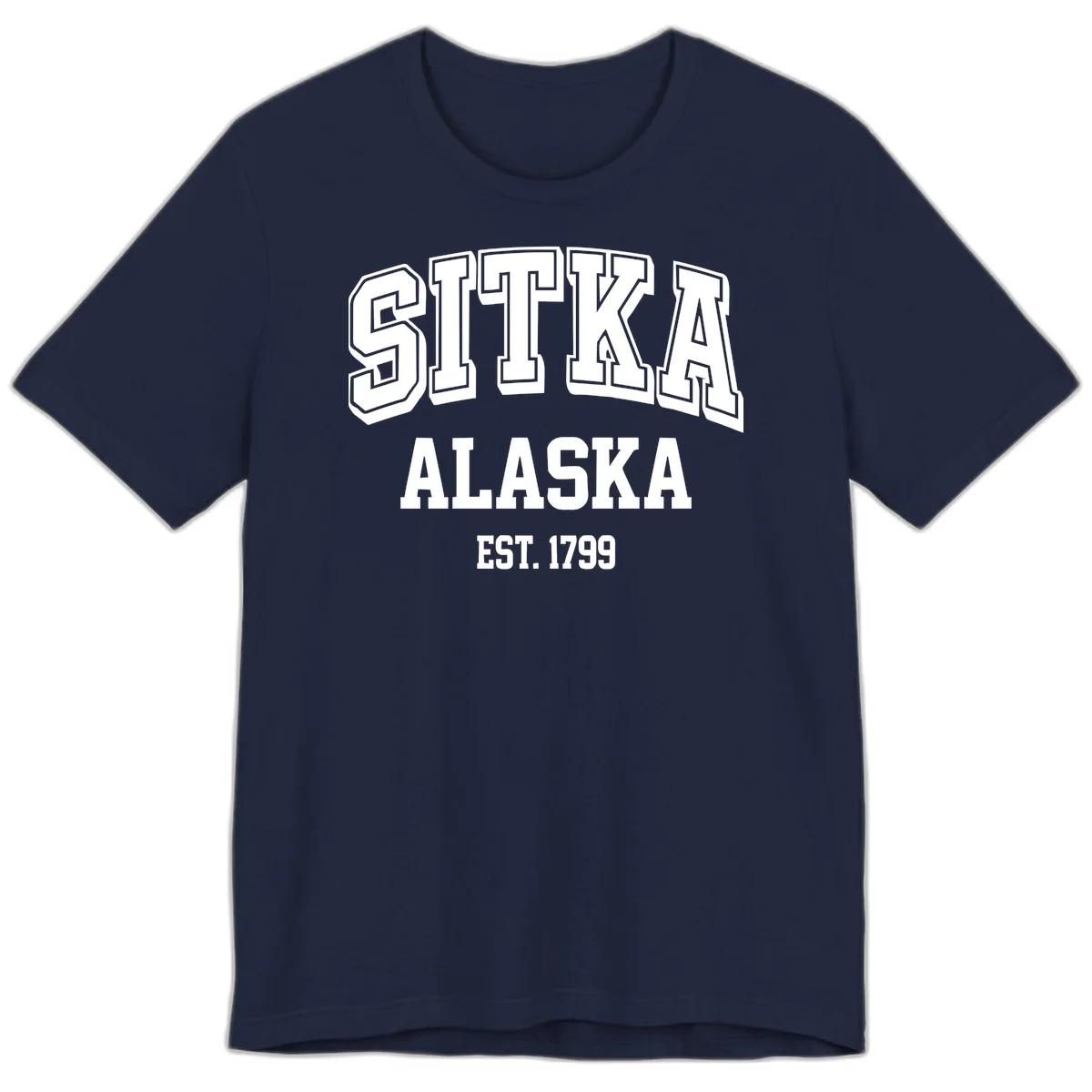 Sitka Alaska Est 1799 Vintage Badge Premium Tee in Navy