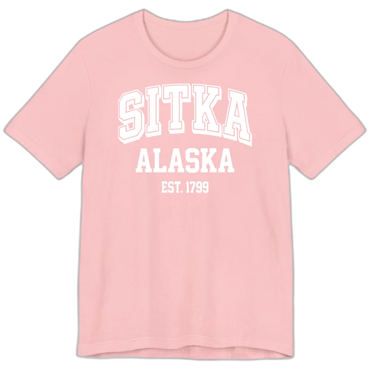 Sitka Alaska Est 1799 Vintage Badge Premium Tee in Pink