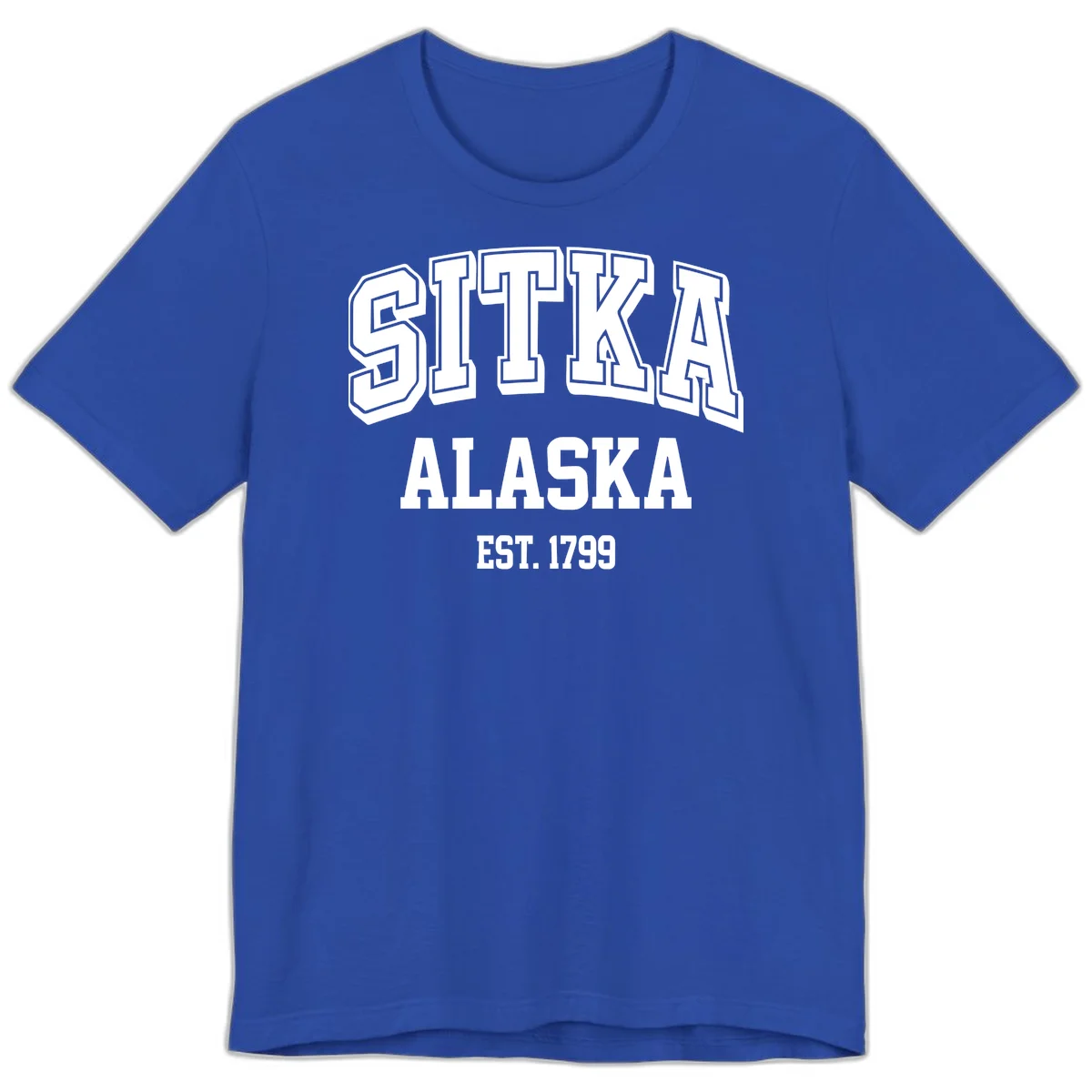Sitka Alaska Est 1799 Vintage Badge Premium Tee in True Royal