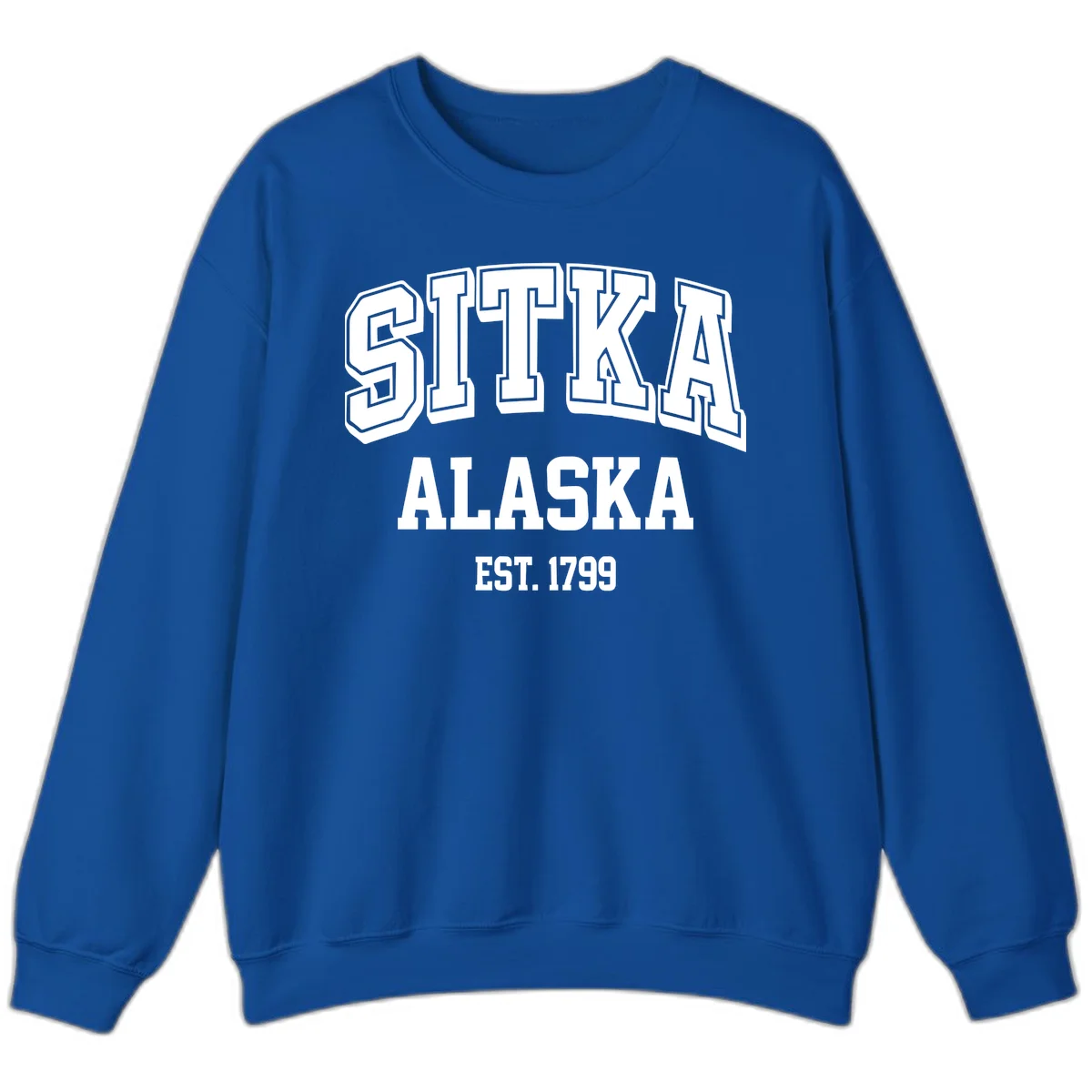 Sitka Alaska Est 1799 Vintage Badge Sweatshirt in Royal