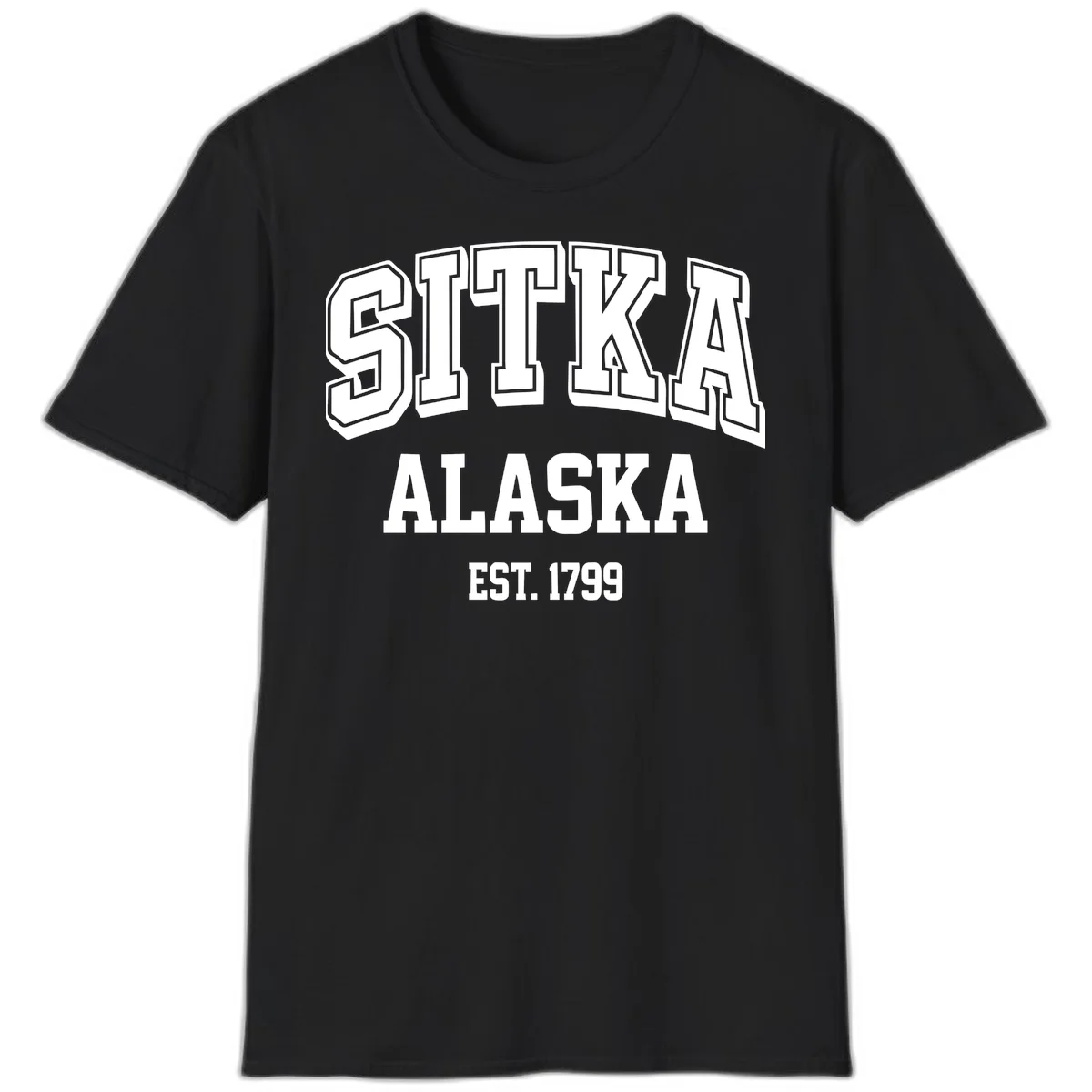 Sitka Alaska Est 1799 Vintage Badge T-Shirt in Black
