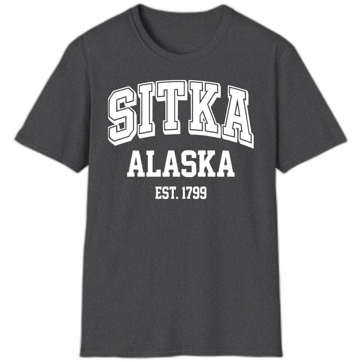 Sitka Alaska Est 1799 Vintage Badge T-Shirt in Dark Heather