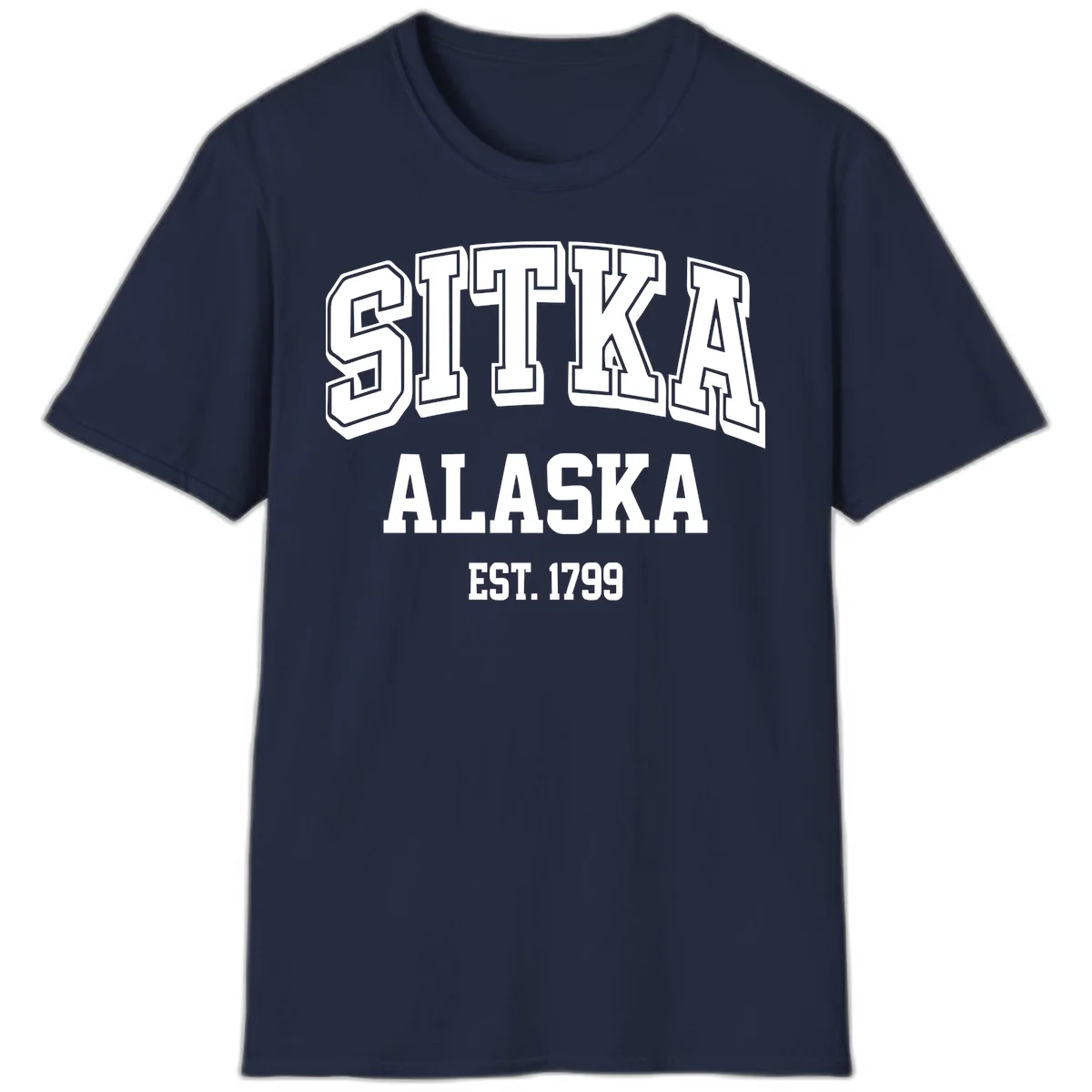 Sitka Alaska Est 1799 Vintage Badge T-Shirt in Navy