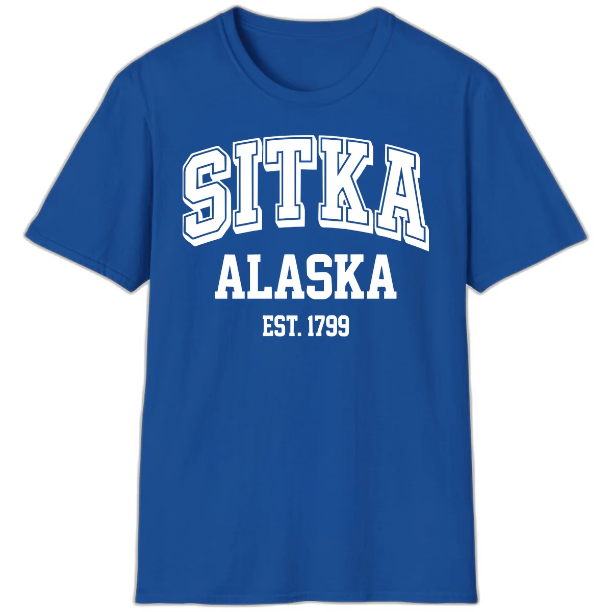 Sitka Alaska Est 1799 Vintage Badge T-Shirt in Royal