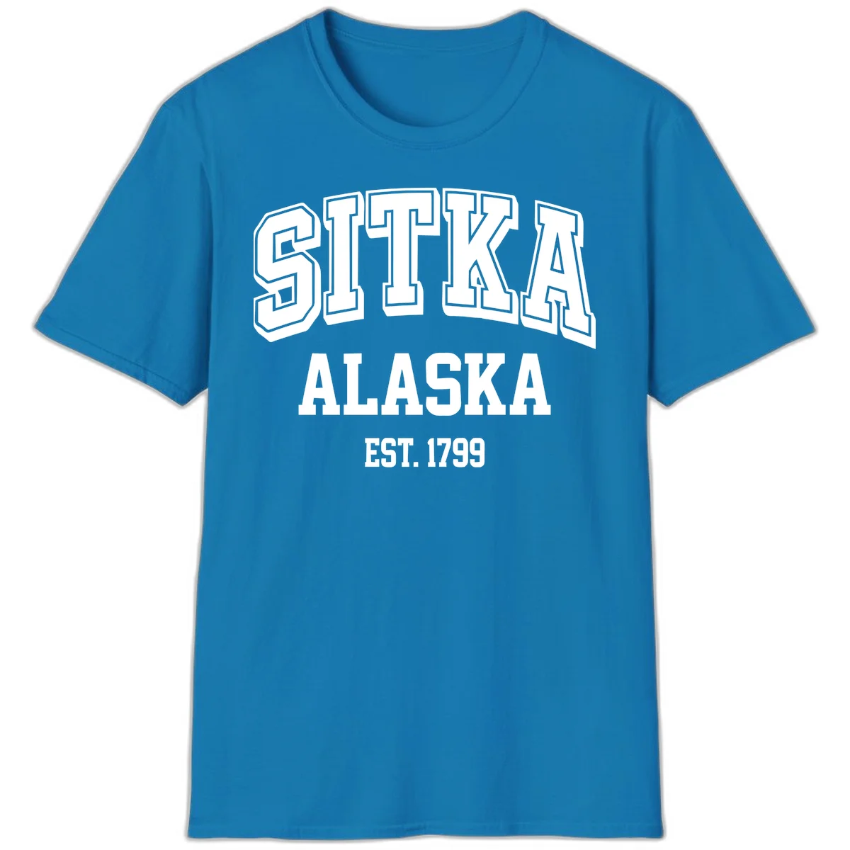 Sitka Alaska Est 1799 Vintage Badge T-Shirt in Sapphire