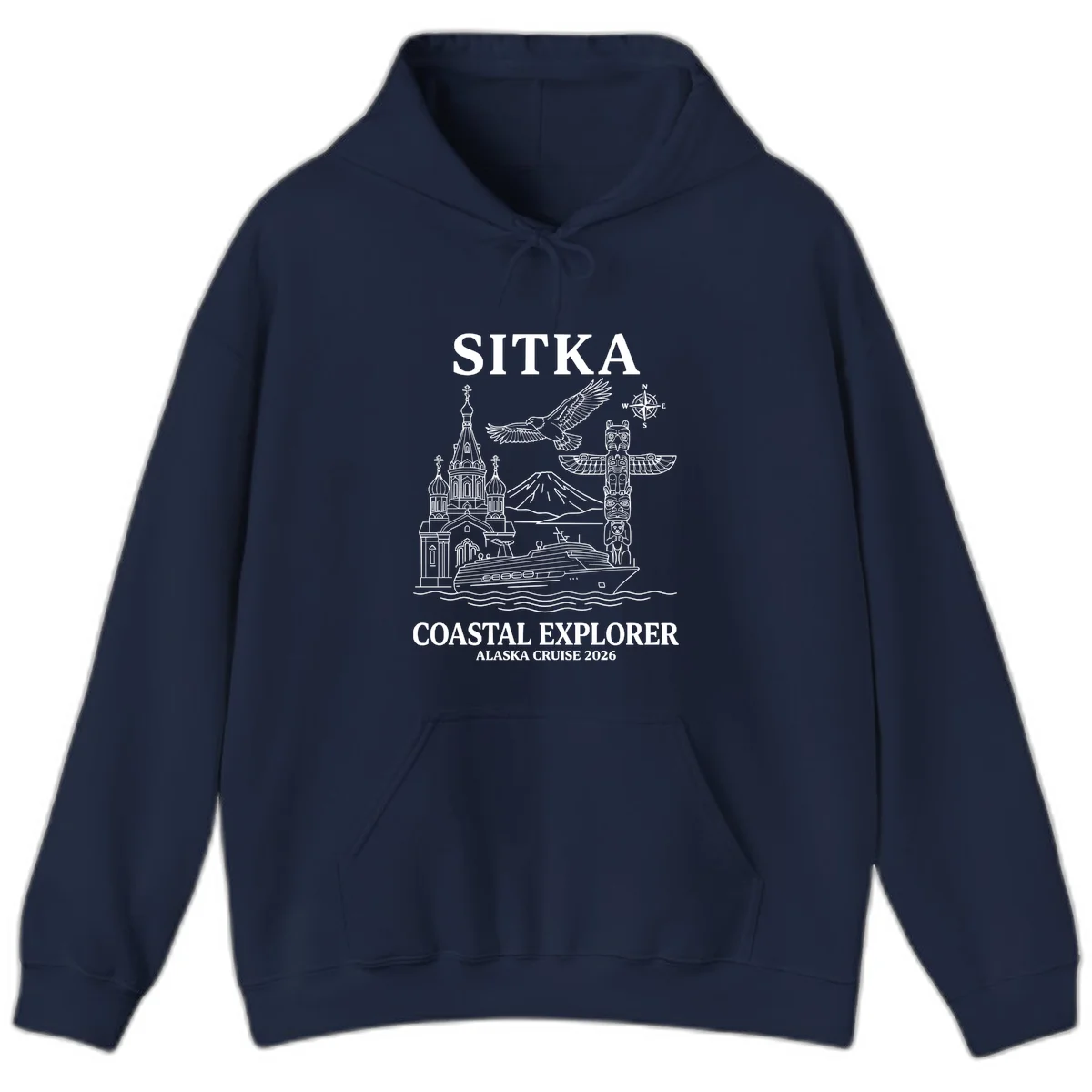 Sitka Coastal Explorer Alaska Cruise Hoodie in Navy