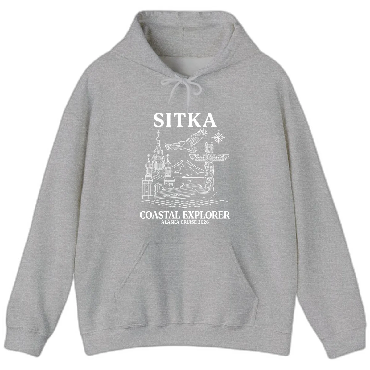 Sitka Coastal Explorer Alaska Cruise Hoodie in Sport Grey