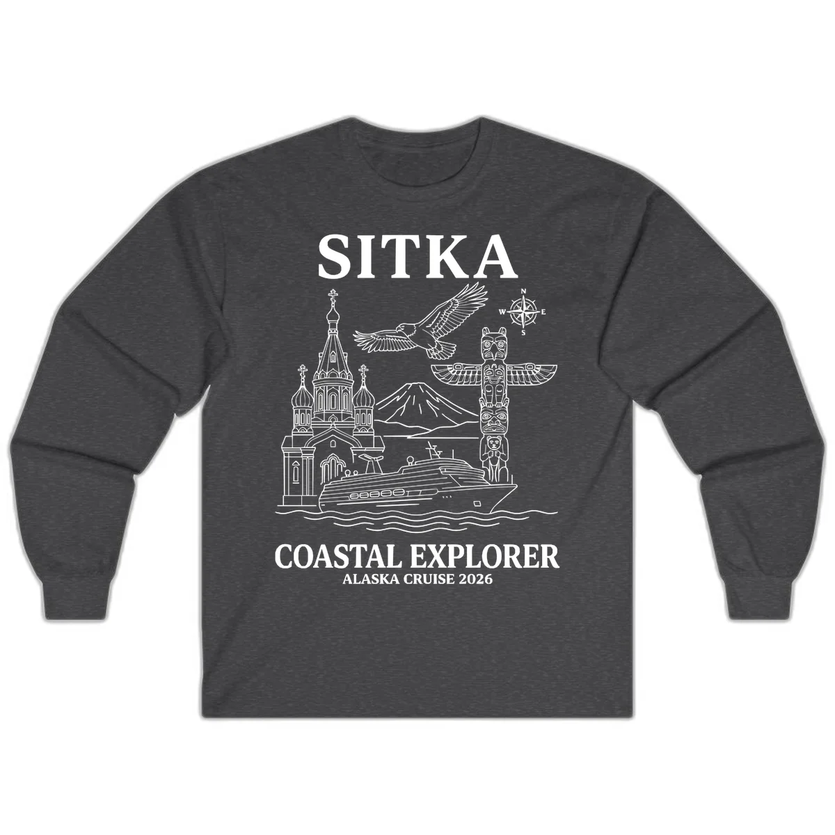 Sitka Coastal Explorer Alaska Cruise Long Sleeve in Dark Heather
