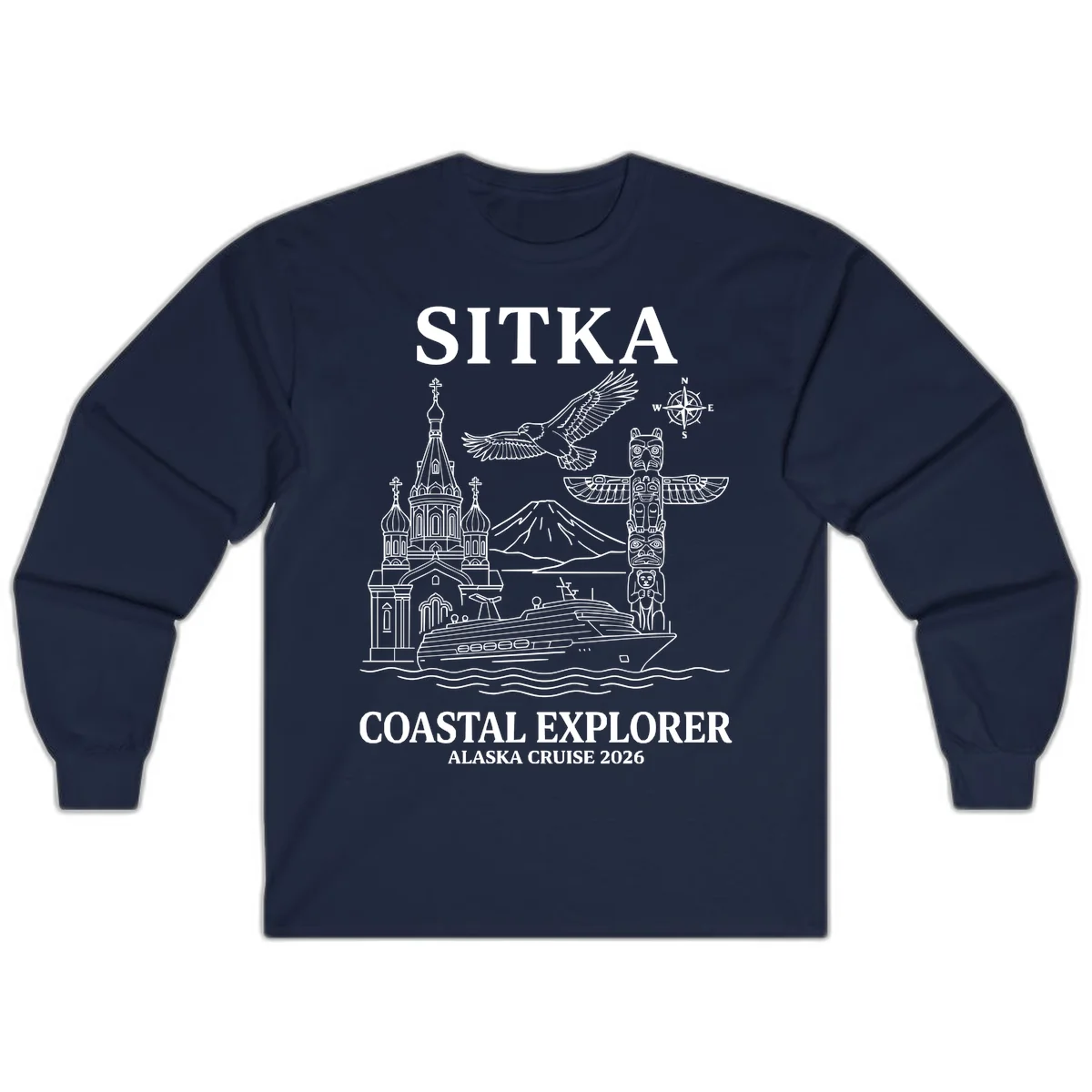 Sitka Coastal Explorer Alaska Cruise Long Sleeve in Navy