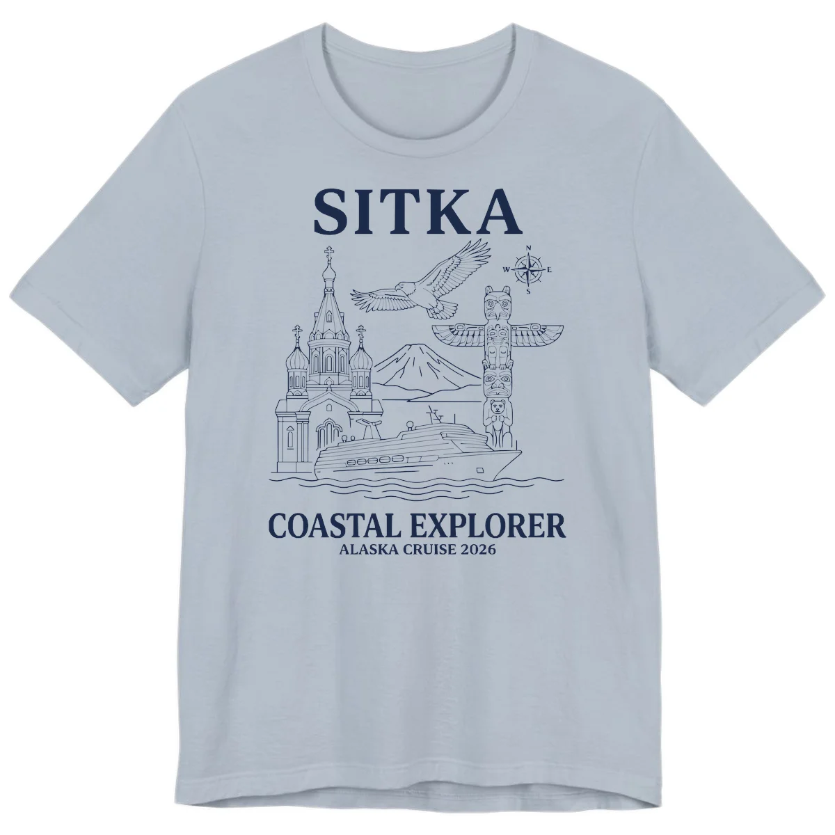 Sitka Coastal Explorer Alaska Cruise Premium Tee in Light Blue