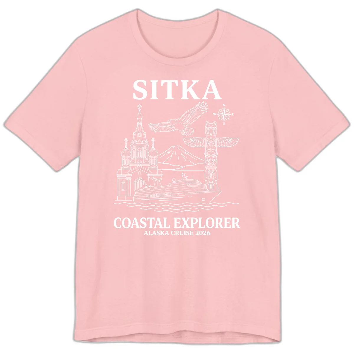Sitka Coastal Explorer Alaska Cruise Premium Tee in Pink