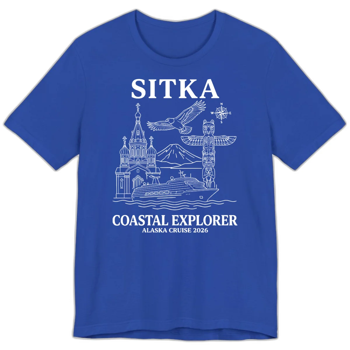 Sitka Coastal Explorer Alaska Cruise Premium Tee in True Royal
