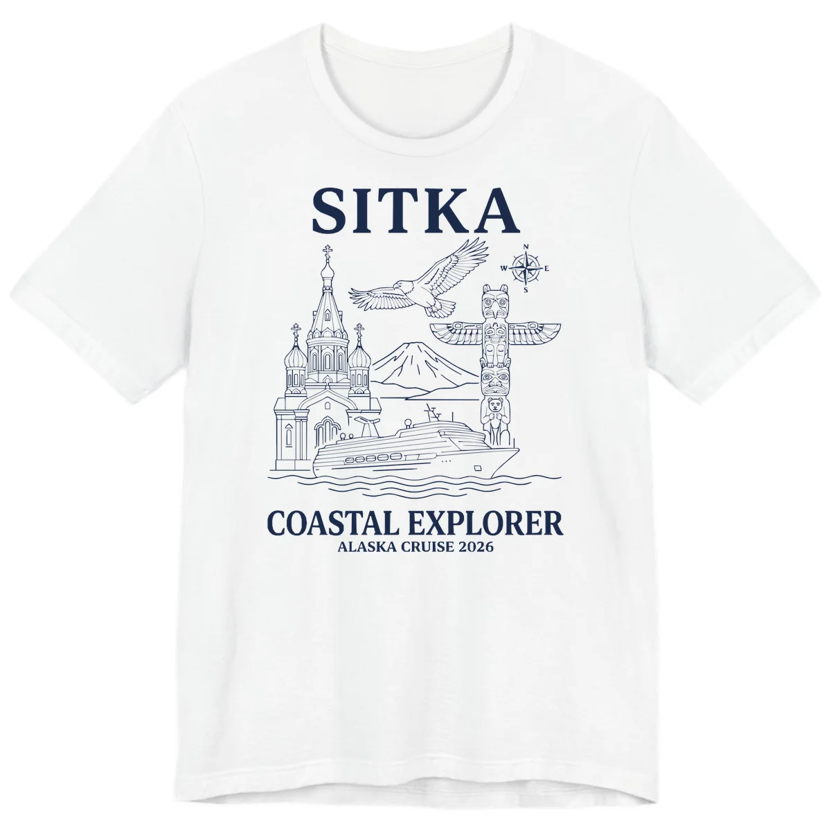 Sitka Coastal Explorer Alaska Cruise Premium Tee in White