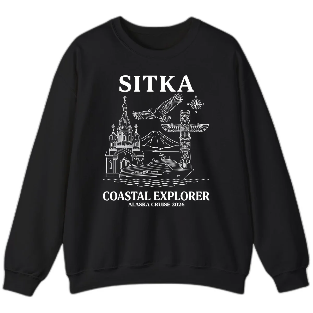 Sitka Coastal Explorer Alaska Cruise Sweatshirt in Black