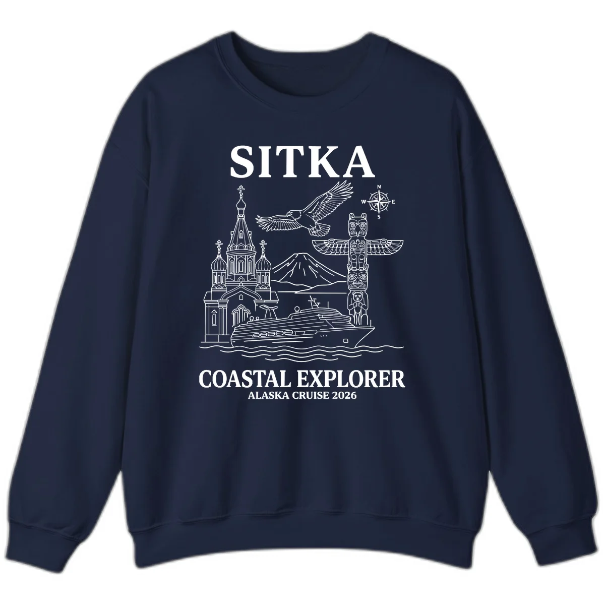 Sitka Coastal Explorer Alaska Cruise Sweatshirt in Navy