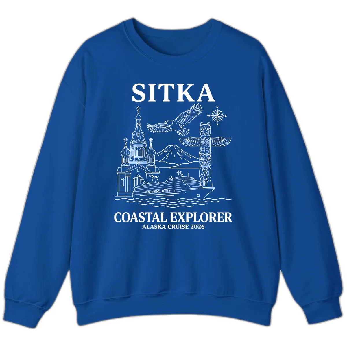 Sitka Coastal Explorer Alaska Cruise Sweatshirt in Royal