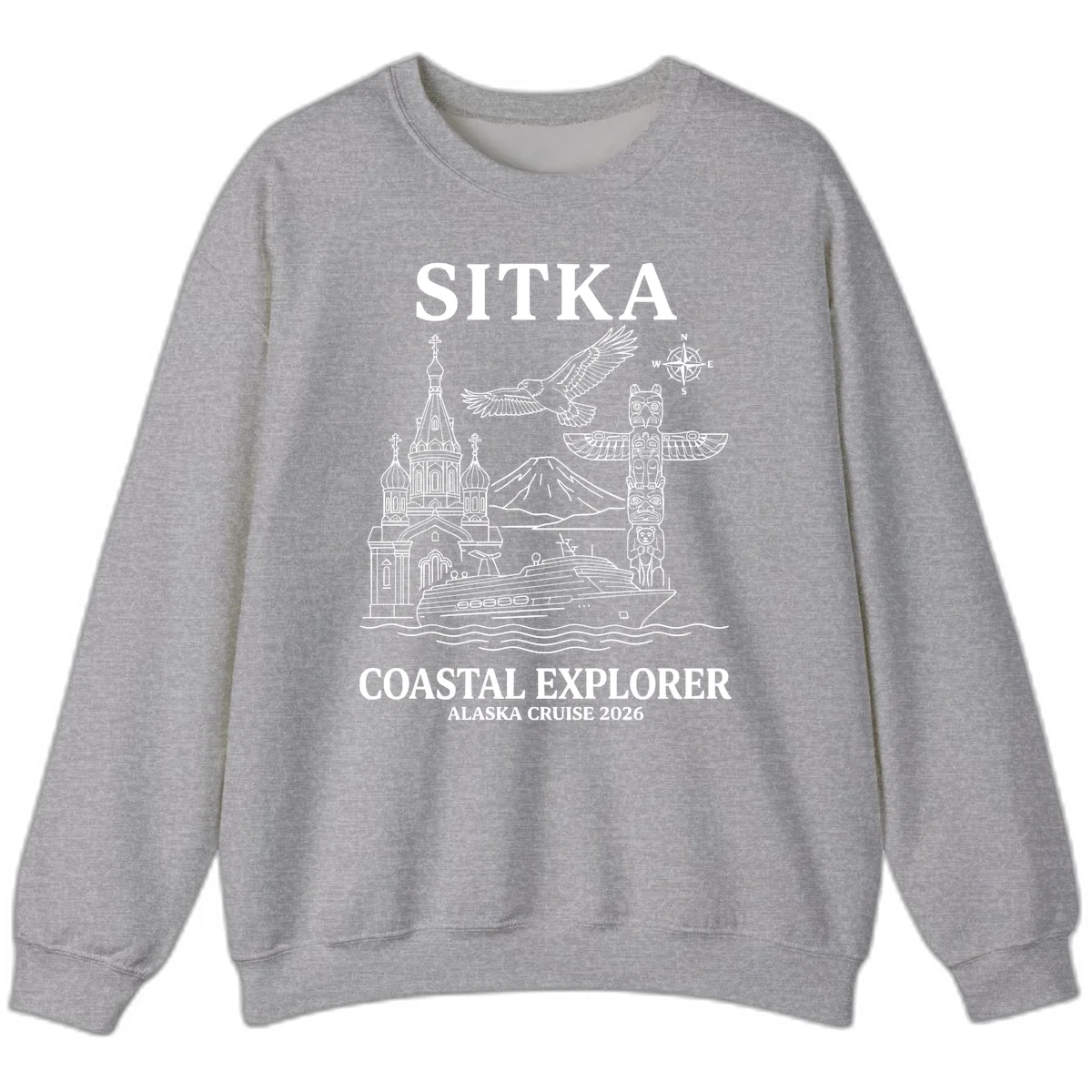 Sitka Coastal Explorer Alaska Cruise Sweatshirt in Sport Grey