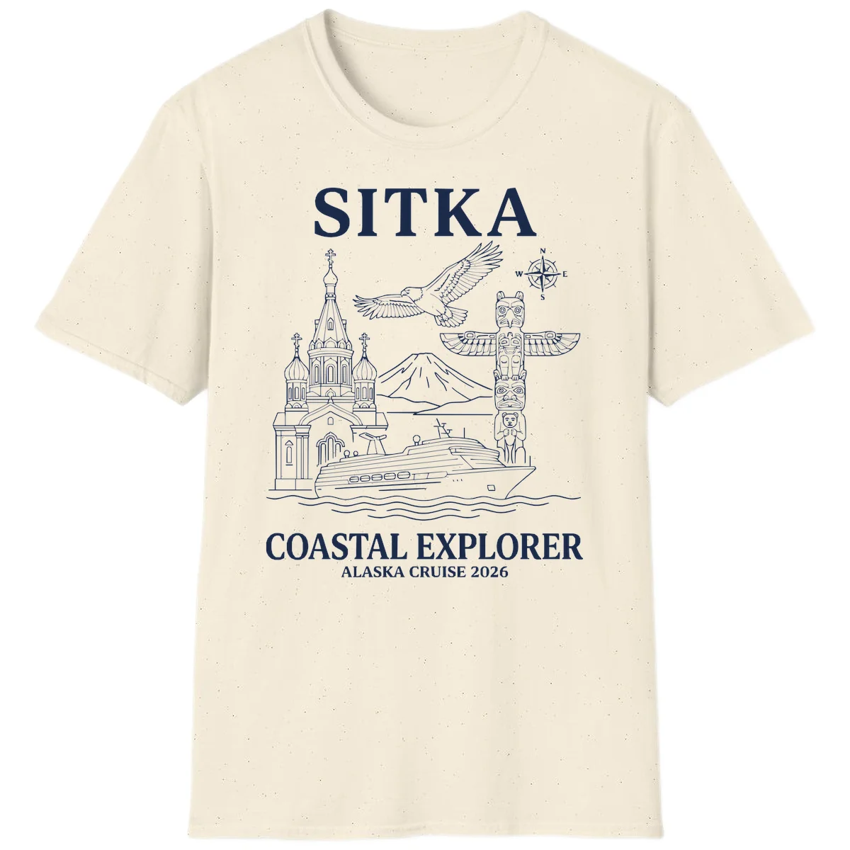 Sitka Coastal Explorer Alaska Cruise T-Shirt in Natural