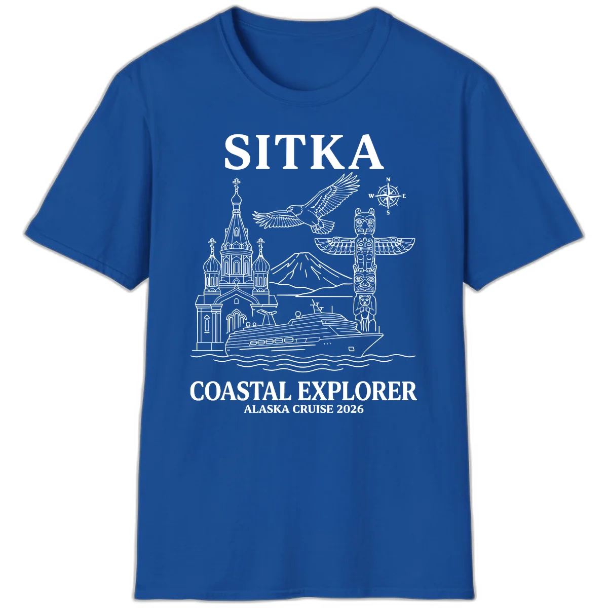 Sitka Coastal Explorer Alaska Cruise T-Shirt in Royal