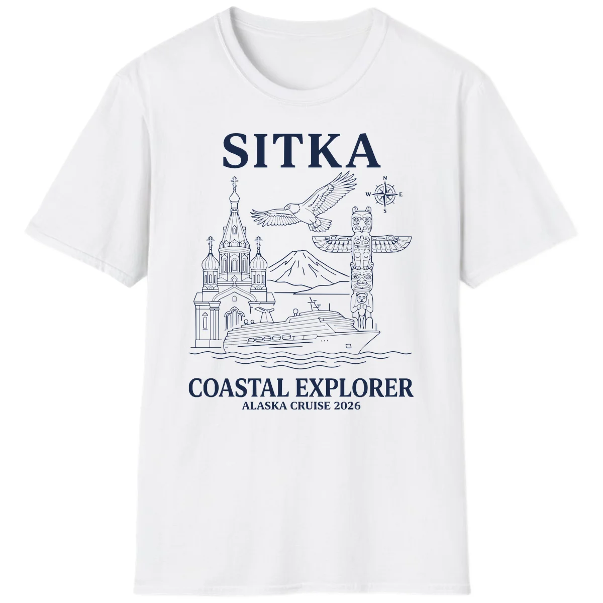 Sitka Coastal Explorer Alaska Cruise T-Shirt in White