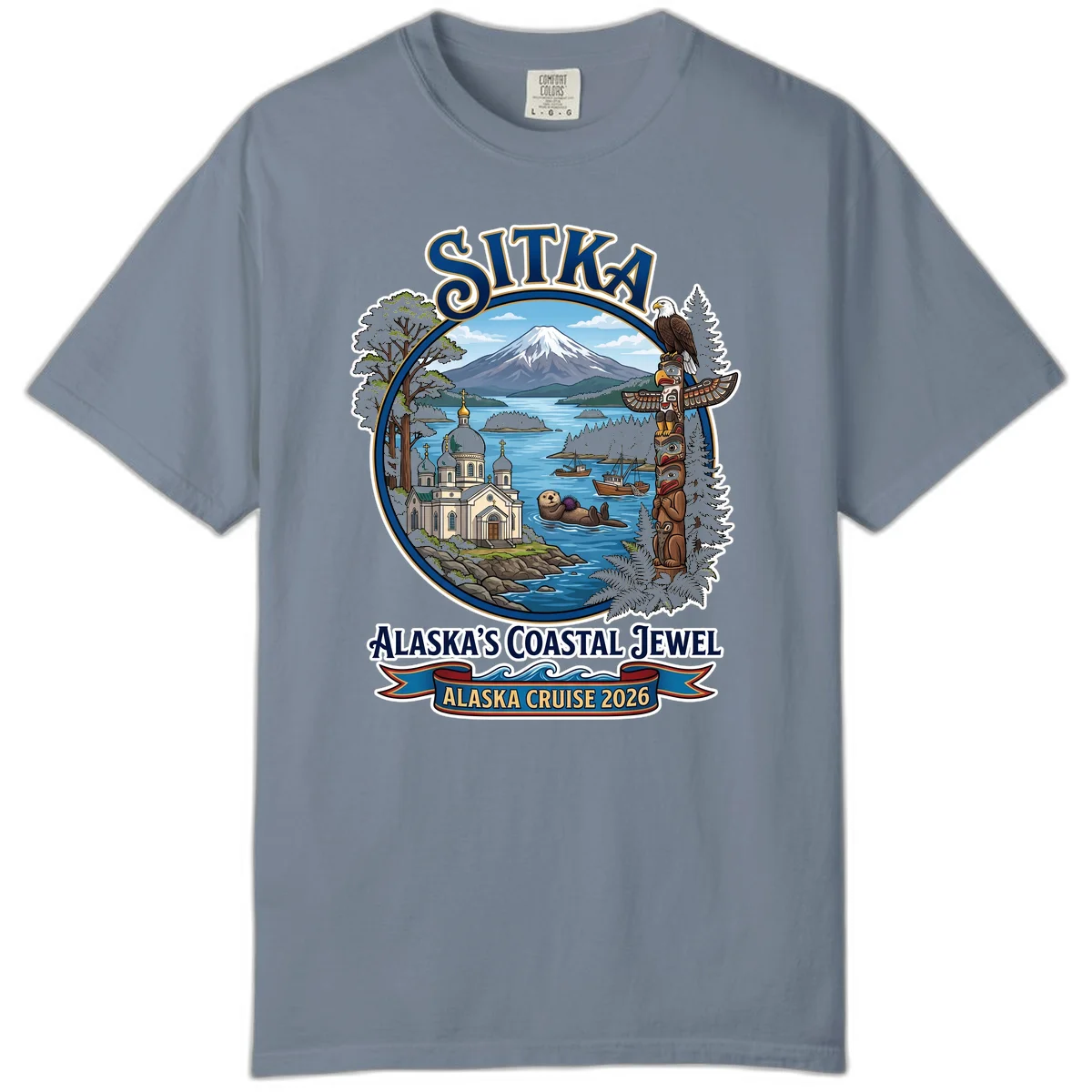 Sitka Alaska's Coastal Jewel Comfort Color Tee in Blue Jean