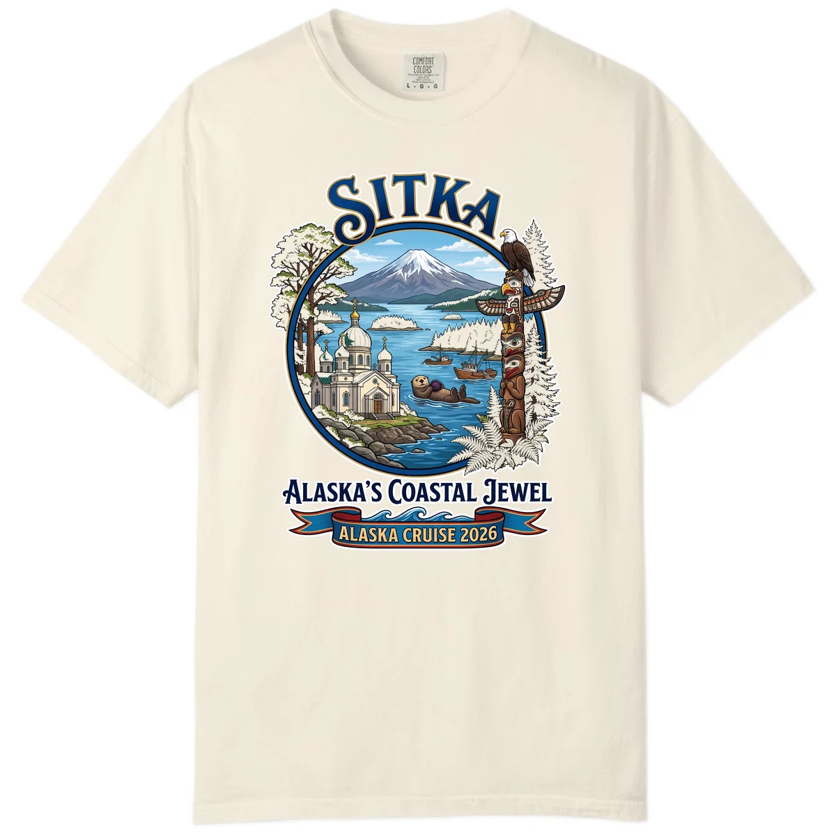 Sitka Alaska's Coastal Jewel Comfort Color Tee in Ivory