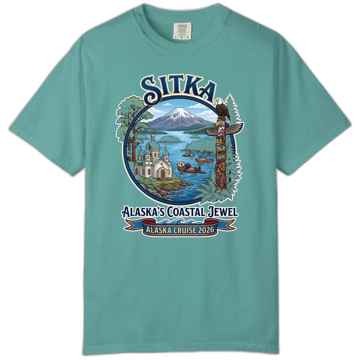 Sitka Alaska's Coastal Jewel Comfort Color Tee in Seafoam