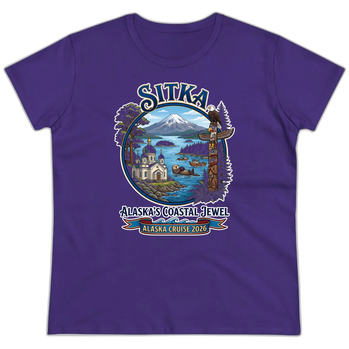 Sitka Alaska's Coastal Jewel Ladies Tee in Purple
