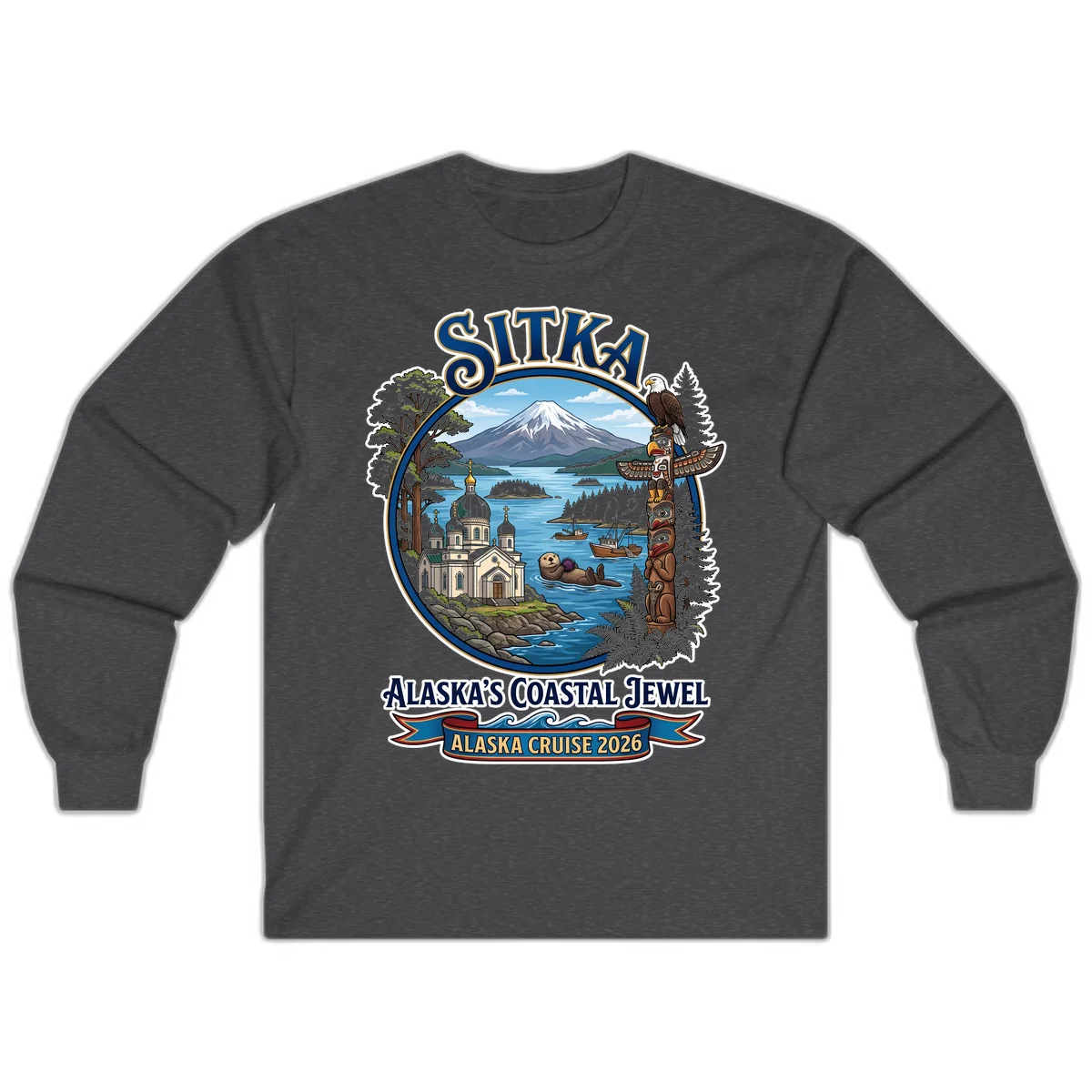 Sitka Alaska's Coastal Jewel Long Sleeve Tee in Dark Heather