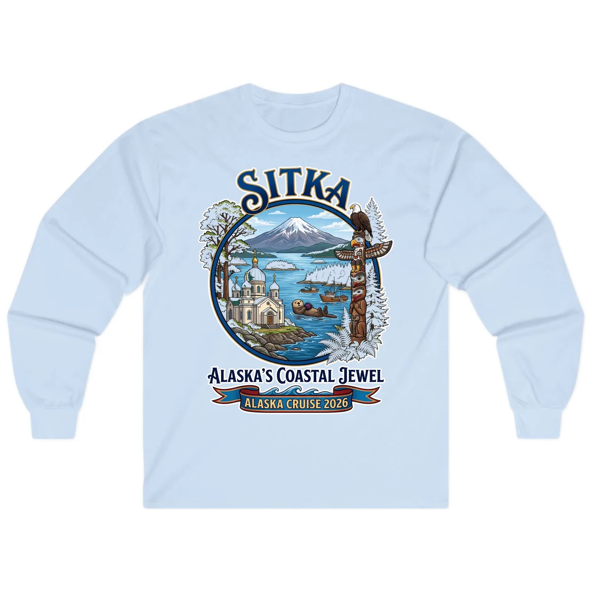 Sitka Alaska's Coastal Jewel Long Sleeve Tee in Light Blue