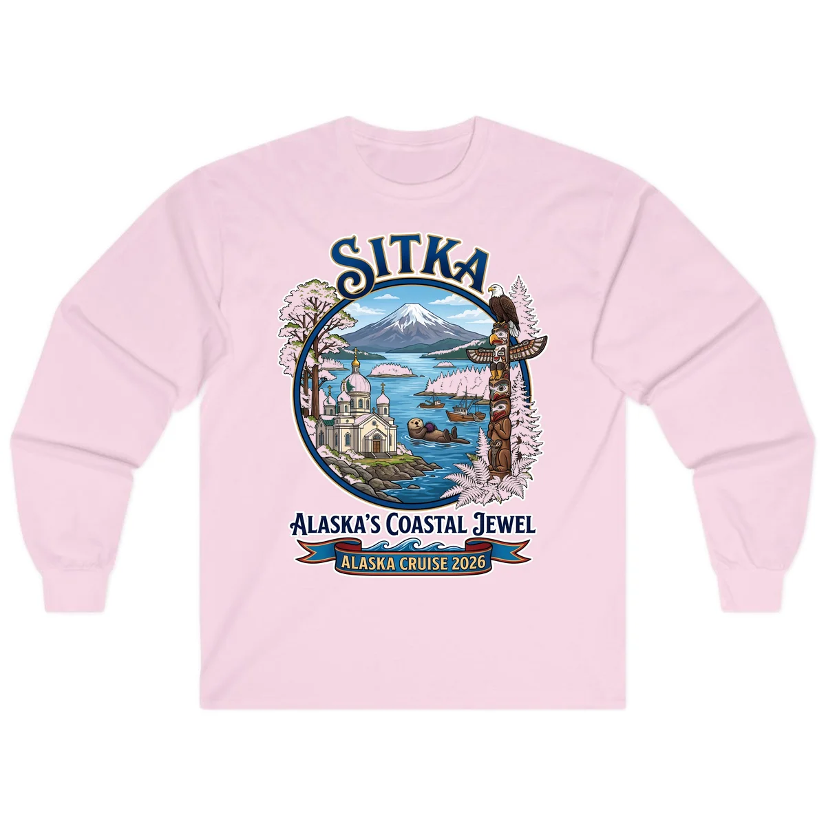 Sitka Alaska's Coastal Jewel Long Sleeve Tee in Light Pink