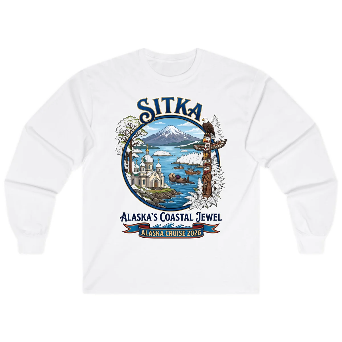 Sitka Alaska's Coastal Jewel Long Sleeve Tee in White