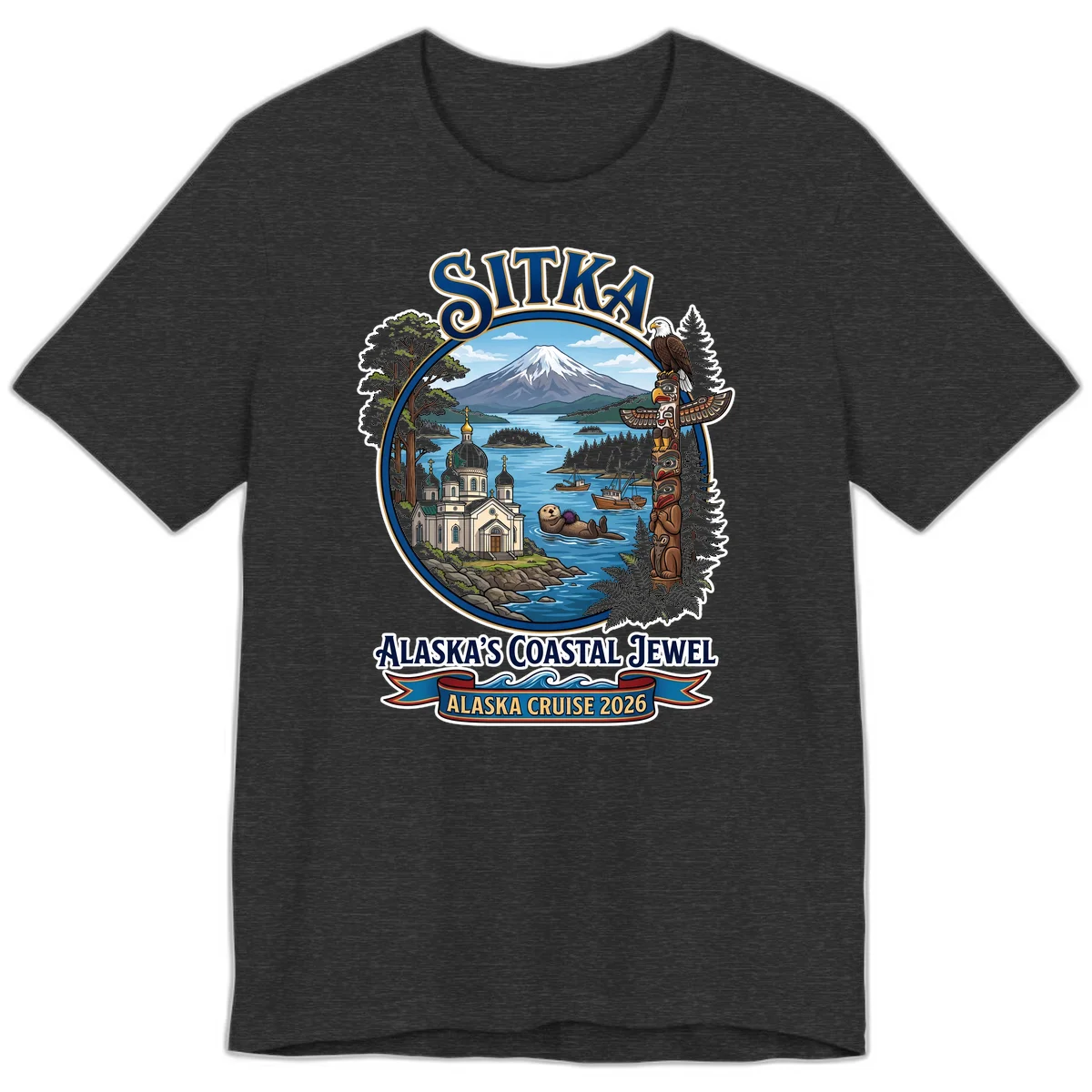 Sitka Alaska's Coastal Jewel Premium T-Shirt in Dark Grey Heather