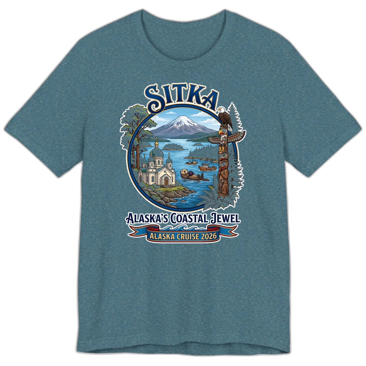 Sitka Alaska's Coastal Jewel Premium T-Shirt in Heather Deep Teal