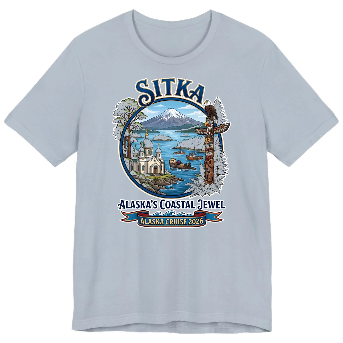 Sitka Alaska's Coastal Jewel Premium T-Shirt in Light Blue