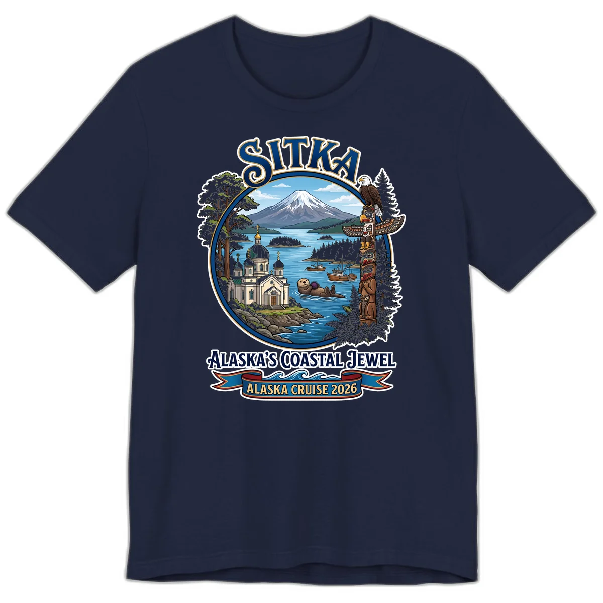 Sitka Alaska's Coastal Jewel Premium T-Shirt in Navy
