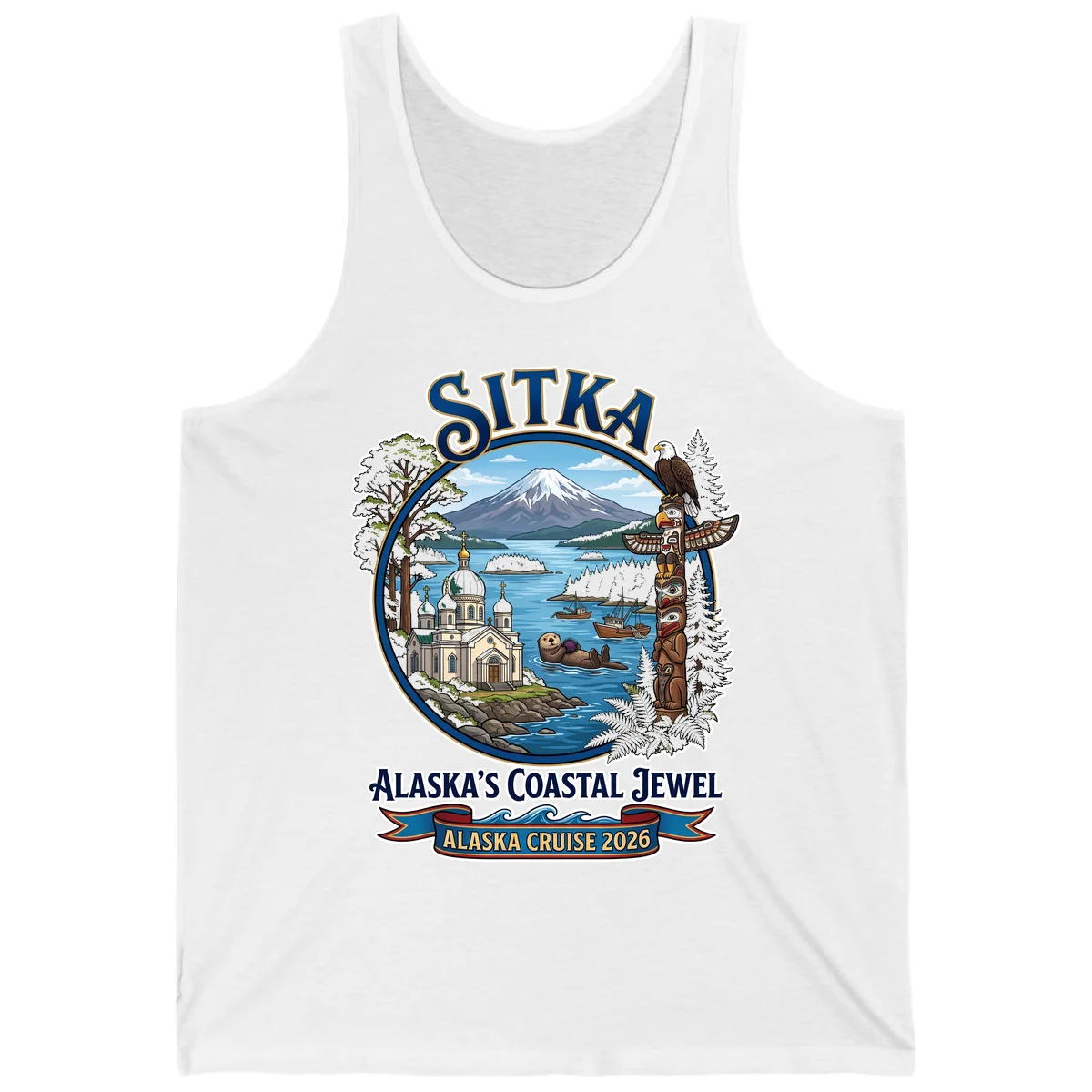 Sitka Alaska's Coastal Jewel Tank Top in White