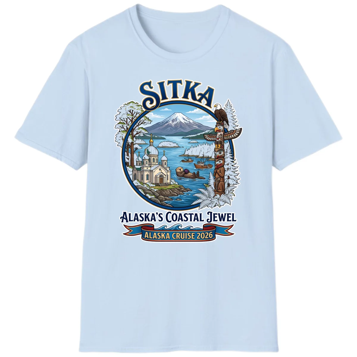 Sitka Alaska's Coastal Jewel T-Shirt in Light Blue