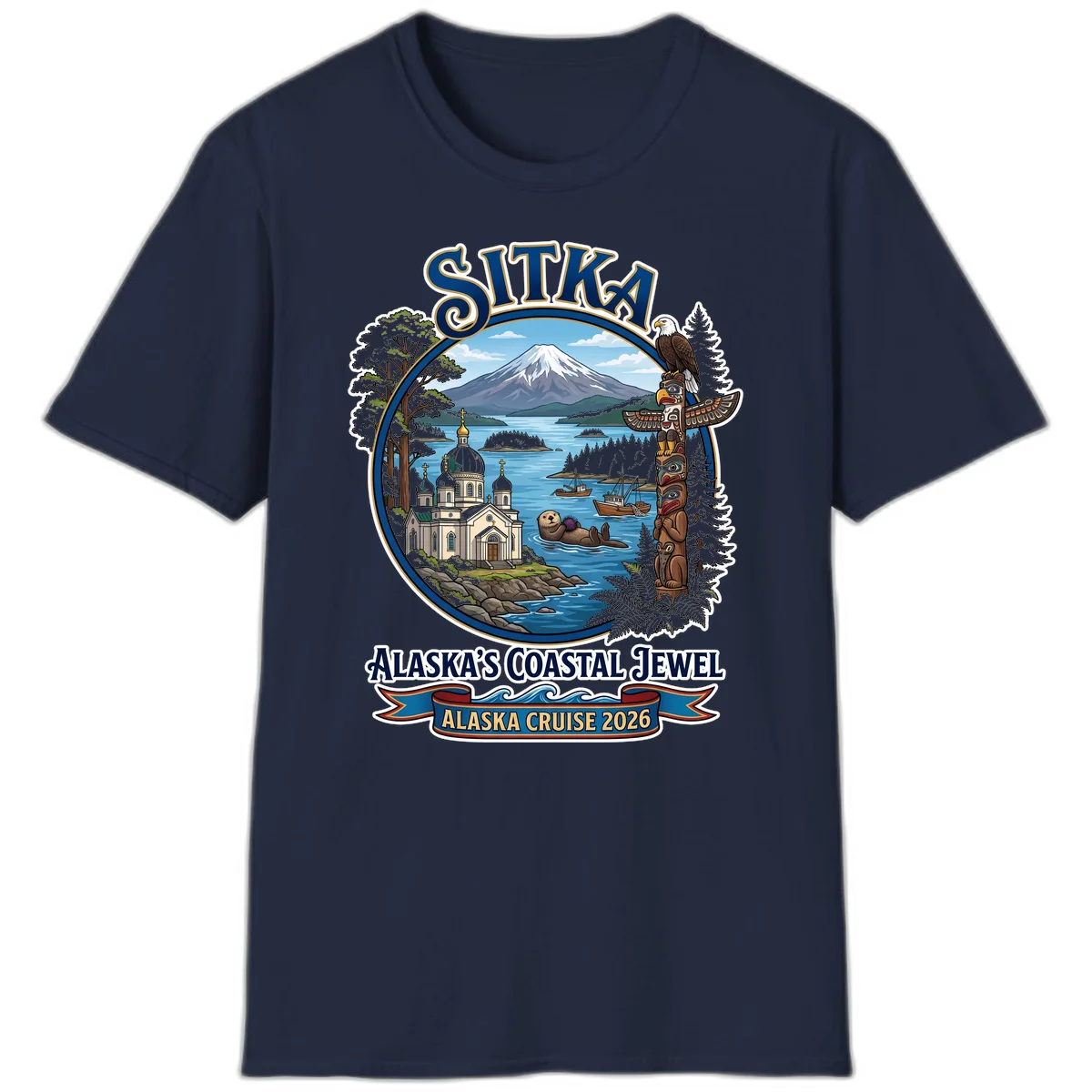 Sitka Alaska's Coastal Jewel T-Shirt in Navy