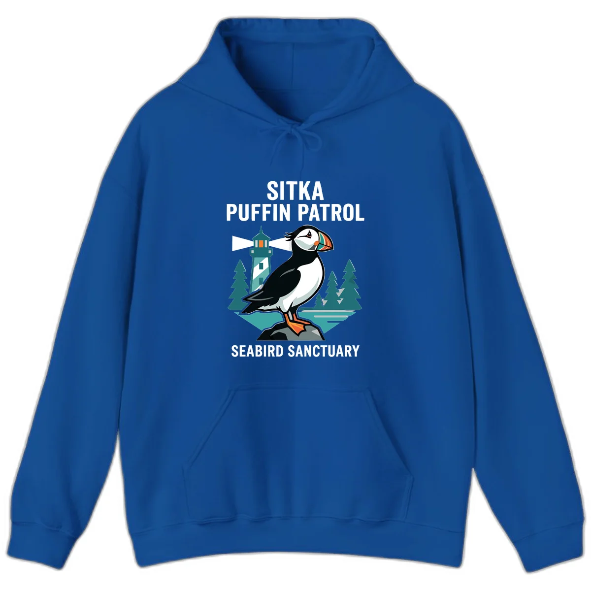 Sitka Puffin Patrol Seabird Sanctuary Hoodie in Royal