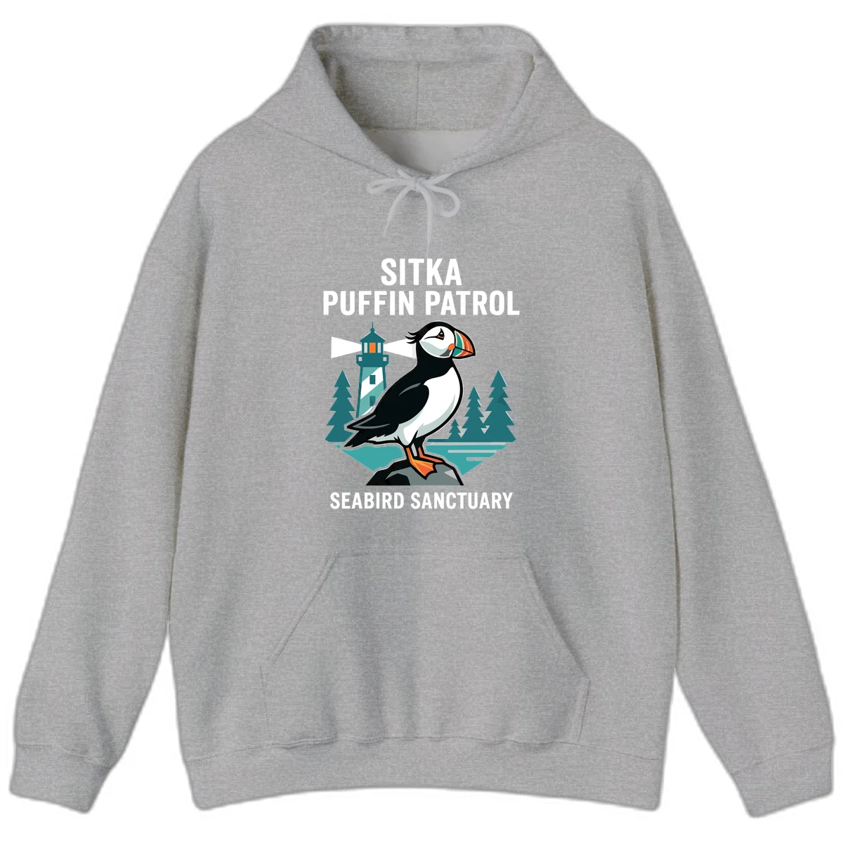 Sitka Puffin Patrol Seabird Sanctuary Hoodie in Sport Grey