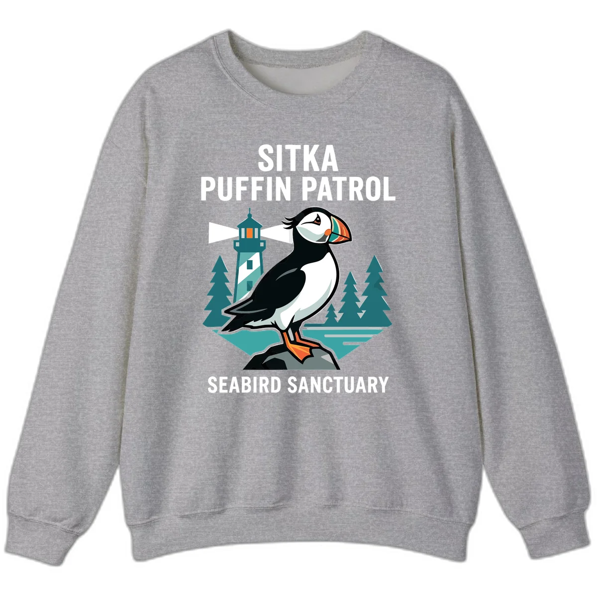 Sitka Puffin Patrol Seabird Sanctuary Sweatshirt in Sport Grey